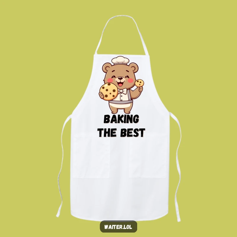 Funny Bear Waiter Apron: Giant Cookie Presentation, Kitchen Fun Gift