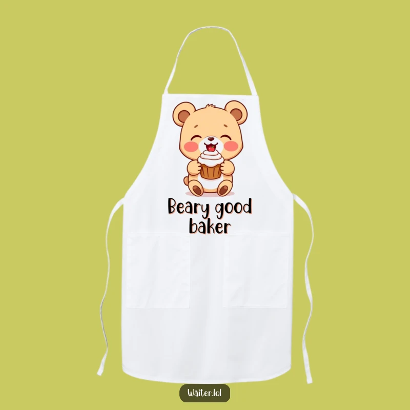 Funny Bear Cub Cupcake Apron: Bake with Joy, Chef's Sweet Gift!