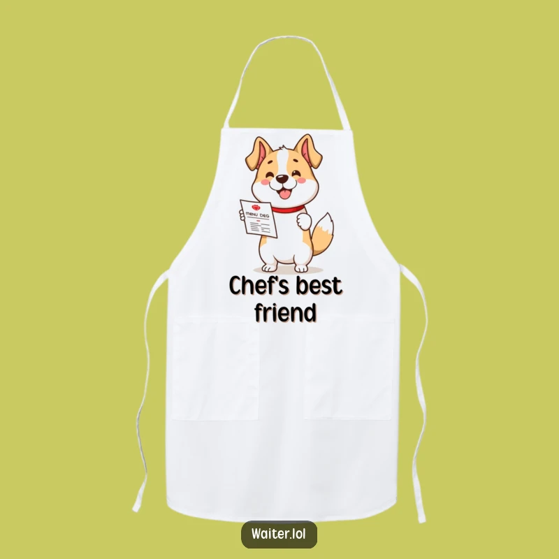 Funny Dog Restaurant Apron - Enthusiastic Waiter Service