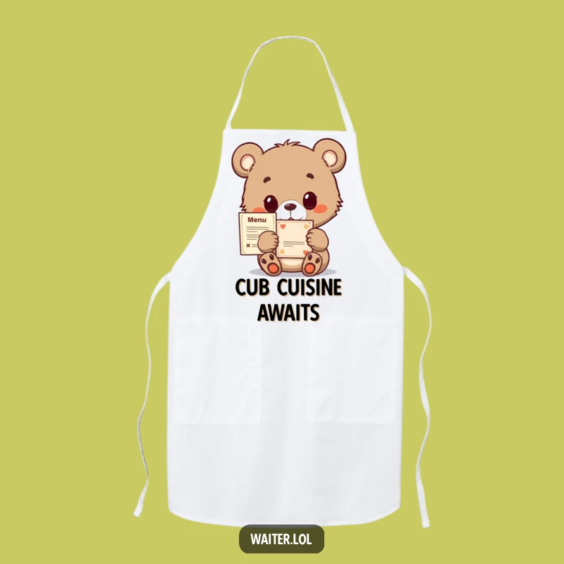 Funny Bear Cub Menu Apron: Culinary Companion with Hopeful Charm Gift
