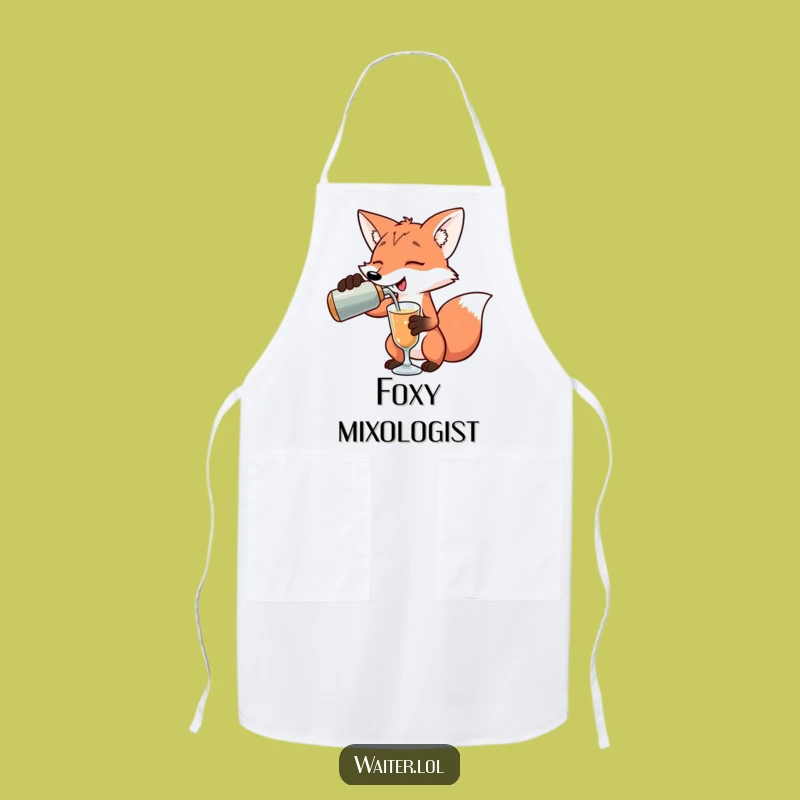 Funny Fox Bartender Apron: Exaggerated Flair, Chef's Style, Perfect Funny Gift