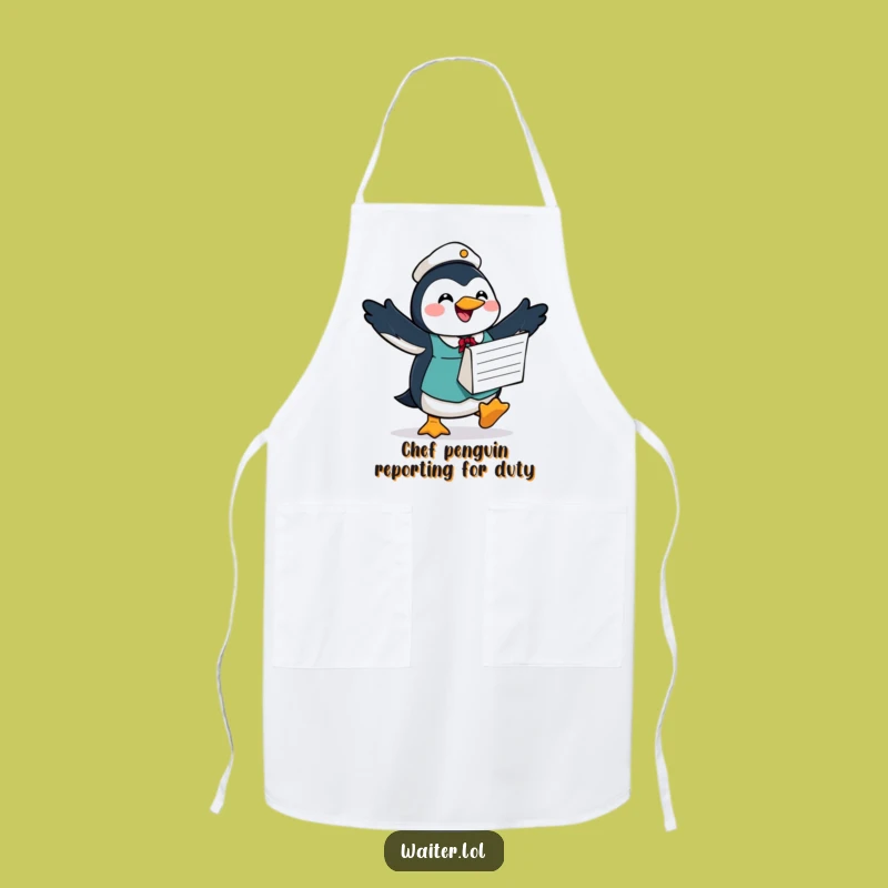 Funny Penguin Waiter Apron: Joyful Kitchen Helper, Perfect Humorous Gift