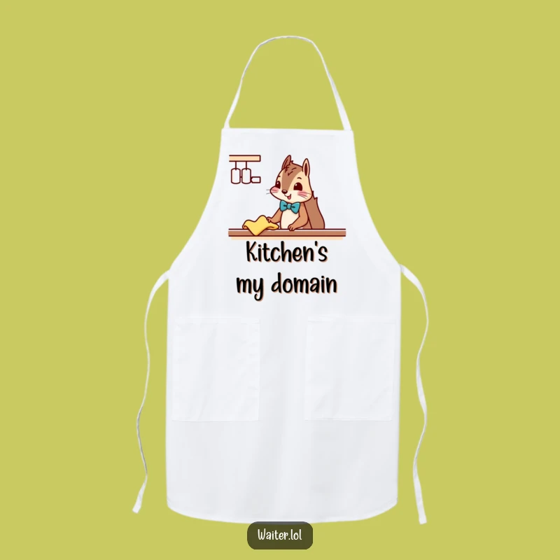 Funny Squirrel Cleaner Apron: Bowtie Squirrel for Kitchen Duty, Hilarious Chef Gift