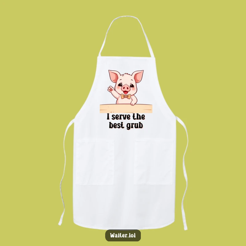 Funny Piglet Waiter Apron: Chef Piggy in Bowtie, Enthusiastic Kitchen Humor, Great Funny Gift