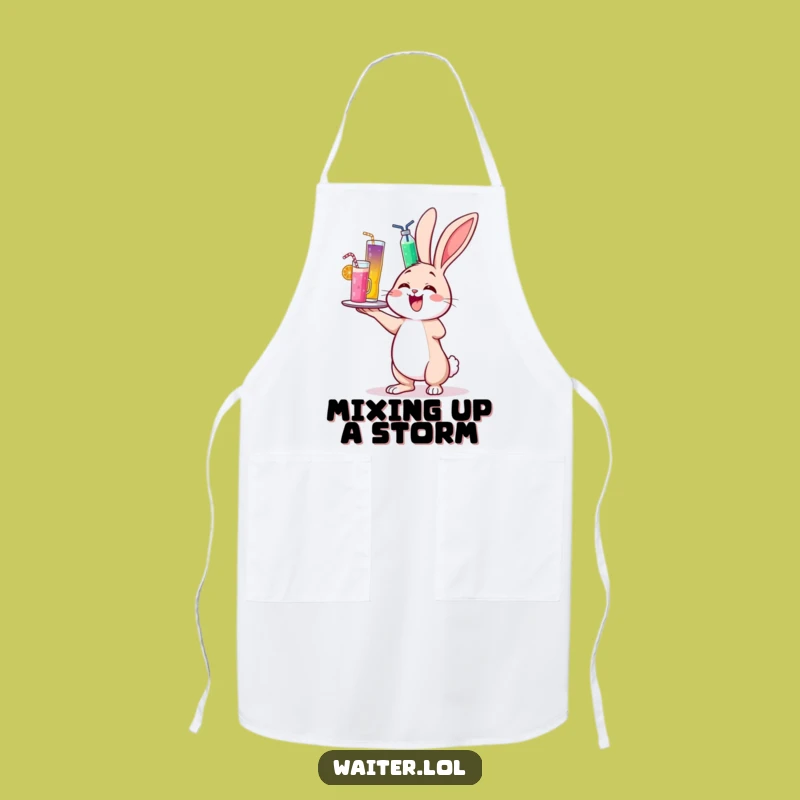 Funny Cheerful Bunny Drinks Apron - Chef's Wobbly Kitchen Wear Gift