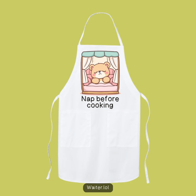 Funny Sleepy Bear Apron: Kitchen Comfort for Relaxed Chefs