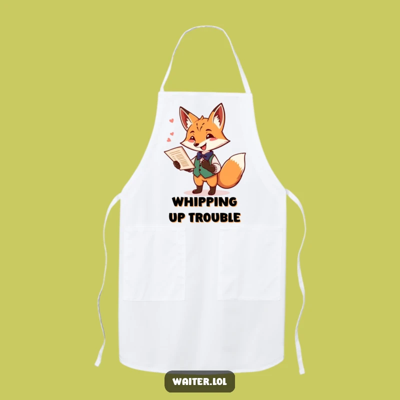 Funny Fox Waiter Apron: Playful Fox With Menu, Great Humorous Gift for Chefs