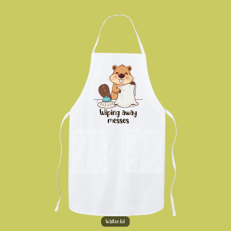 Funny Beaver Cleaner Apron - Work Hard, Clean Hard