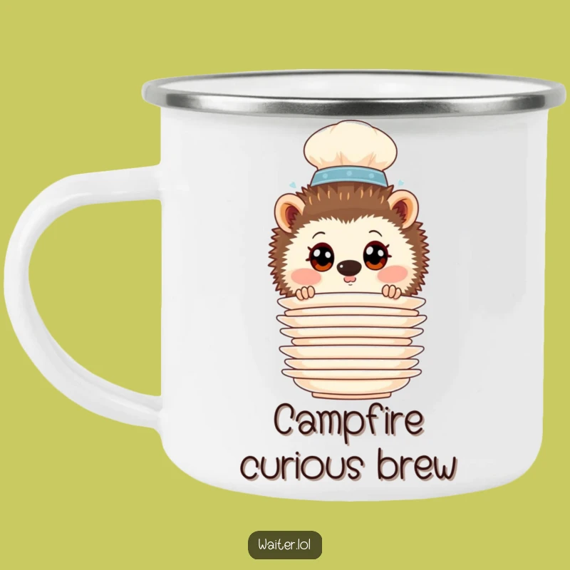 Funny Hedgehog Waiter Camping Mug: Durable and Hilarious Curious Outdoor Gear