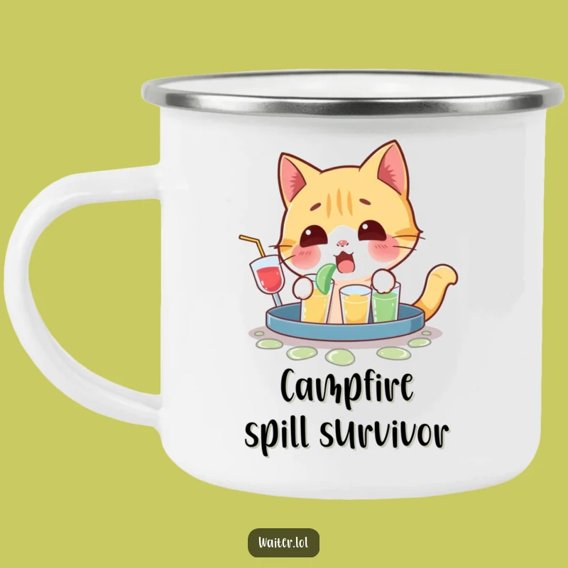 Funny Cat Campfire Spill Mug - Yelping Surprise Drinkware