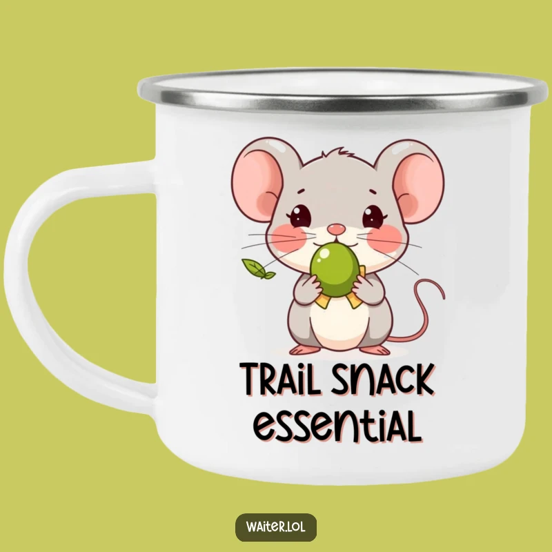 Durable Funny Tiny Mouse Olive Camping Mug, Adventure with a Polite Gesture!
