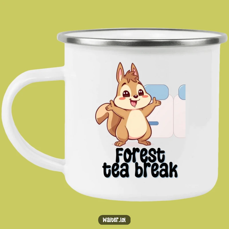 Funny Squirrel Camp Tea Mug - Wide Eyed Refill Adventure