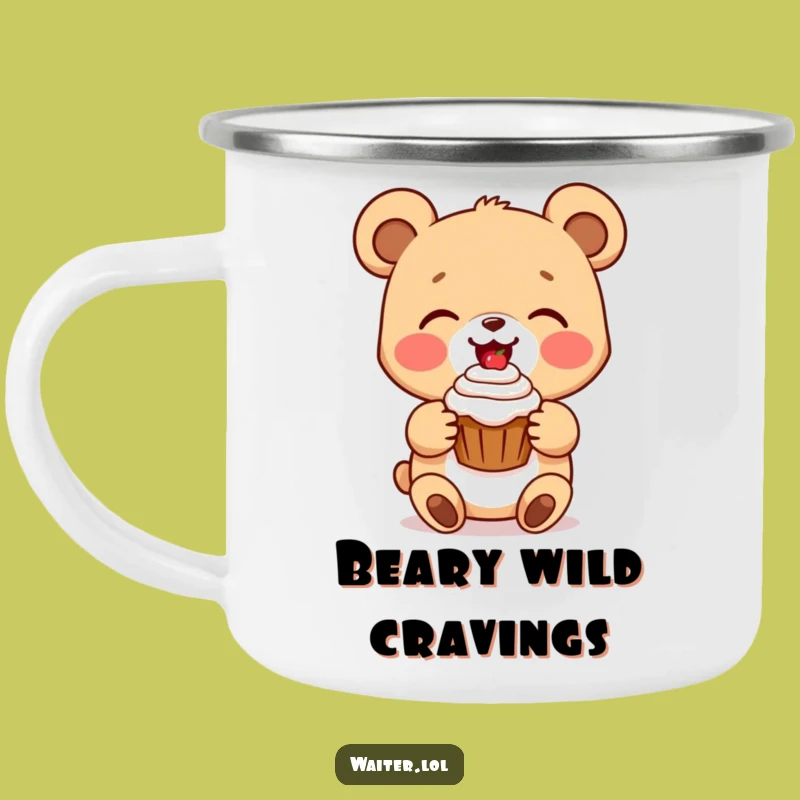 Funny Bear Cub Cupcake Camping Mug: Sweet Sips Outdoors, Adventure Treat Gift!