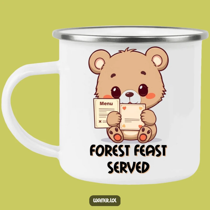 Funny Bear Cub Menu Camping Mug: Rugged & Cute Hopeful Trail Companion