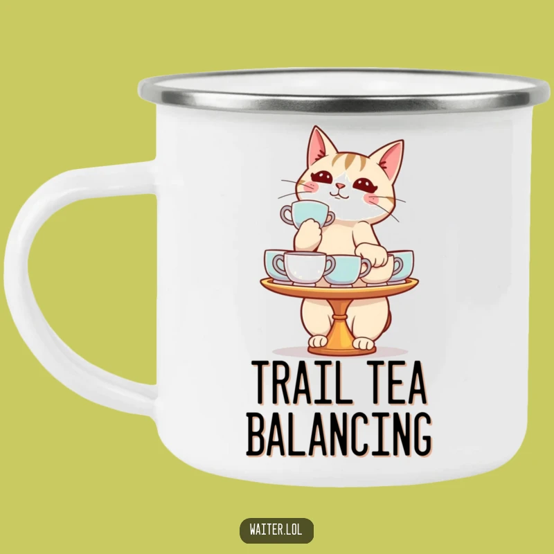 Funny Cat Teacup Camping Mug - Sip & Balance Outdoors, Great Gift!