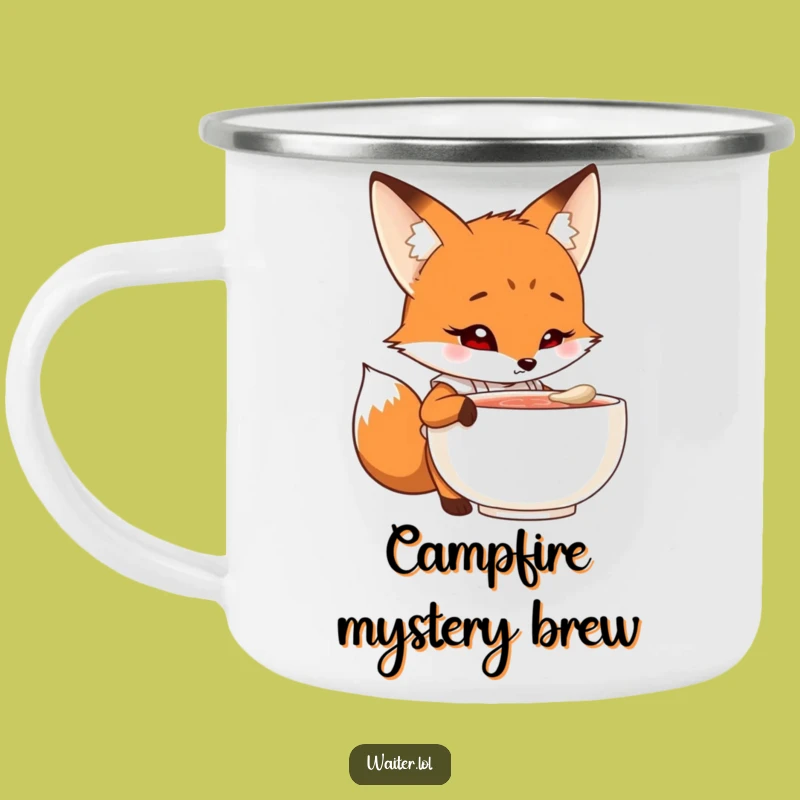 Funny Fox Chef Camping Mug: Curious Sips Outdoors, Adventure Foodie Gift!