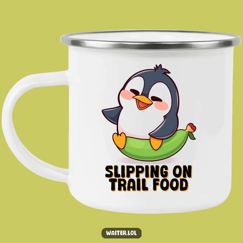 Funny Penguin Pea Slip Camping Mug: Comical Squawk Outdoor Fun