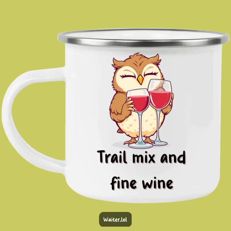 Durable Funny Giggling Owl Camping Mug: Adventure with a Wink and a Laugh