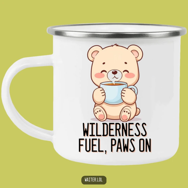 Funny Bear Cub Camping Mug - Bear Cub Sips Coffee Outdoors, Rugged Gift