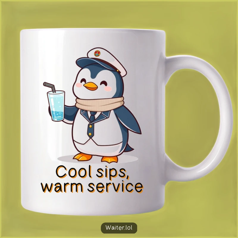Funny Penguin Bartender Mug: Frosty Drink Service, Perfect Gift for Drinkers