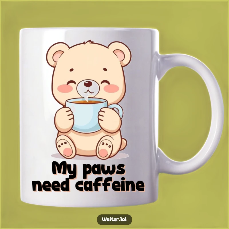 Funny Bear Cub Coffee Mug Gift - Adorable Cub Sips Steam Carefully