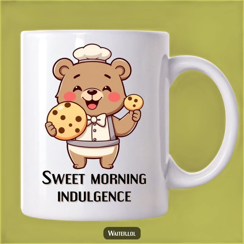 Funny Bear Waiter Mug: Giant Cookie Presentation, Hilarious Dining Gift