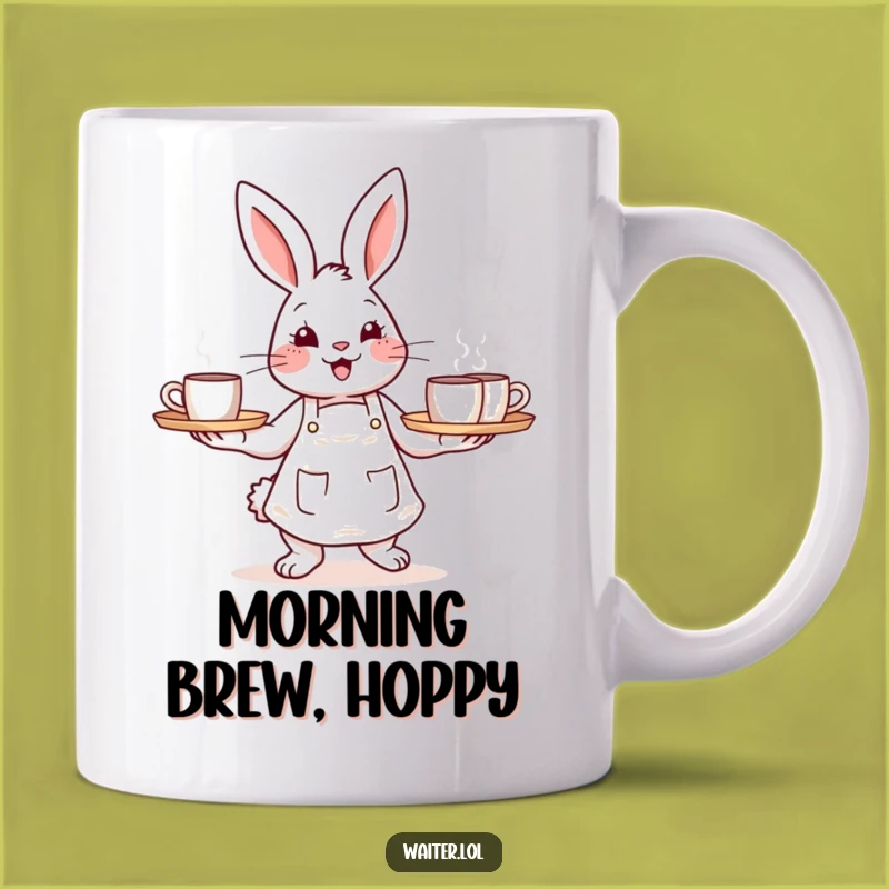 Funny Bunny Barista Mug - Cheerful Coffee Service Humor Gift for Animal Lovers