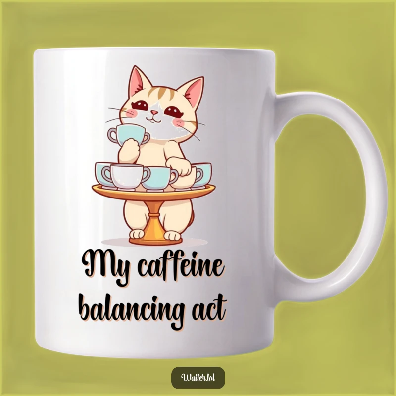 Funny Cat Balancing Teacups Mug - Juggling Act Gift for Clumsy Friends!