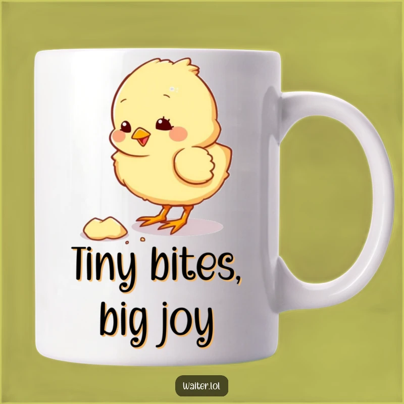 Funny Chick Pecking Crumb Mug, Adorable & Humorous Gift