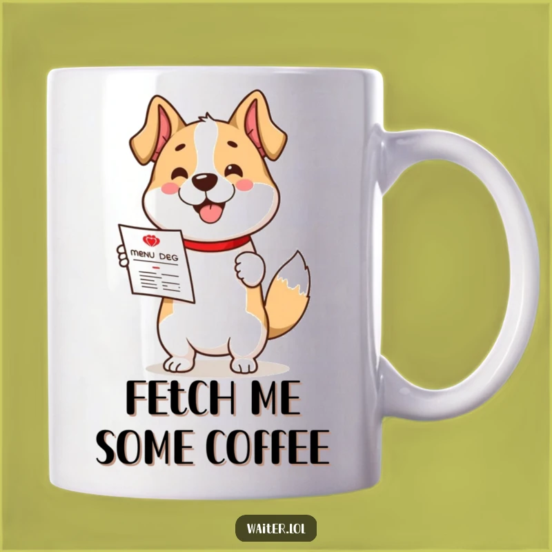 Funny Dog Menu Presenter Mug - Wagging Tail Service Gift