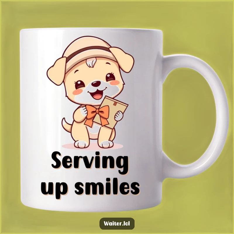 Funny Giggling Puppy Menu Mug: Hilarious Dog Gift for Restaurant Lovers & Pun Fans