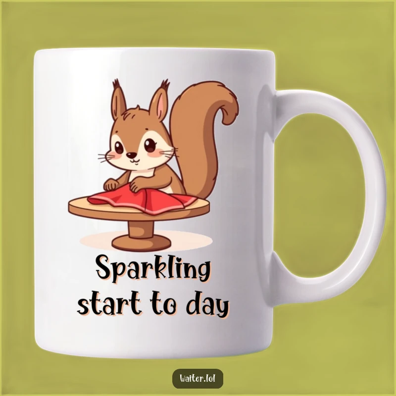 Funny Squirrel Cleaner Mug: Determined Squirrel Tidies Up, Perfect Gift!