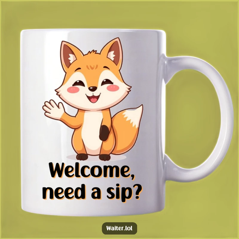 Funny Welcoming Fox Mug: Friendly Greeting Design, Perfect Hostess Gift