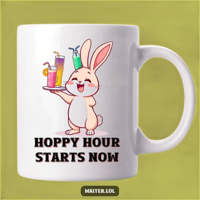 Funny Cheerful Bunny Drinks Mug - Wobbly & Humorous Barista Gift