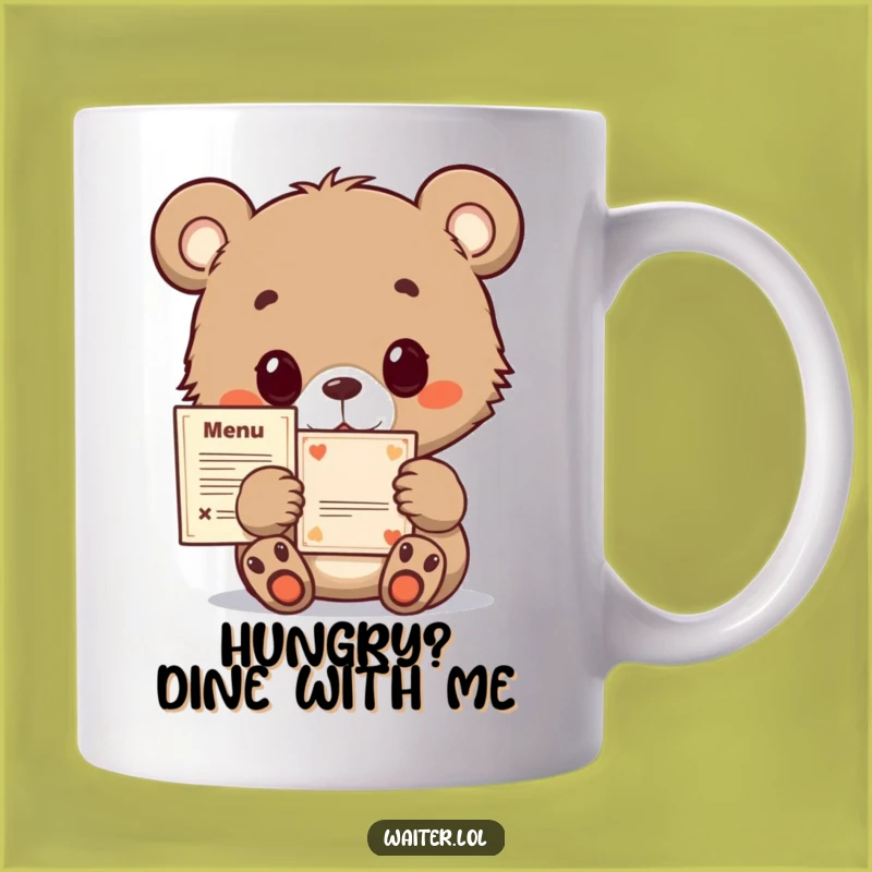 Funny Bear Cub Menu Mug: Adorable & Hopeful Cafe Gift for Animal Lovers