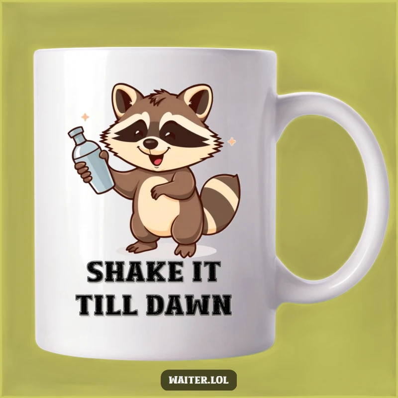 Funny Raccoon Bartender Mug: Energetic Shakin’ Raccoon Mixologist, Perfect Funny Gift
