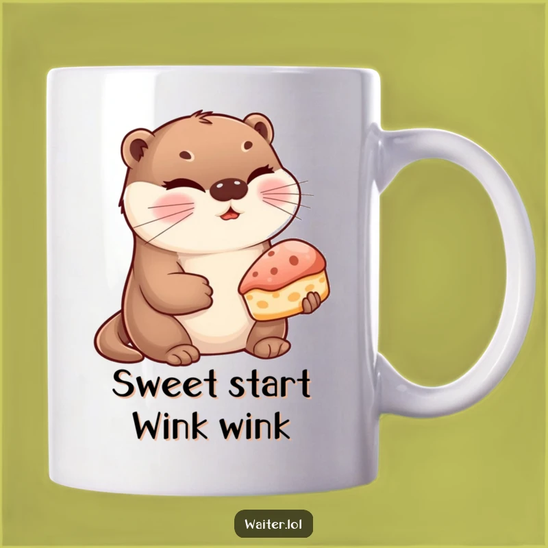Funny Otter Pastry Mug: Adorable Winking Otter Serving Sweetness, A Perfect Funny Gift