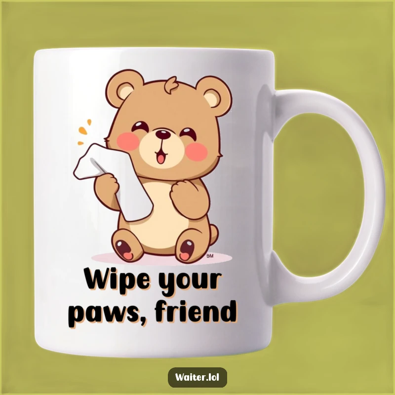 Funny Bear Napkin Mug: Enthusiastic Service & Hilarious Hospitality Gift