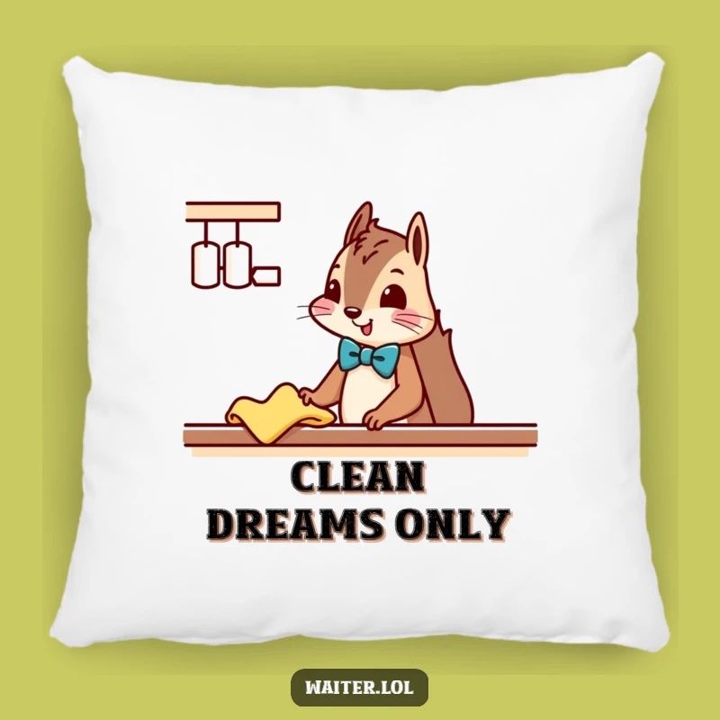 Funny Squirrel Cleaner Pillow: Cozy Bowtie Squirrel Cushion for a Tidy Space, Cute Funny Gift
