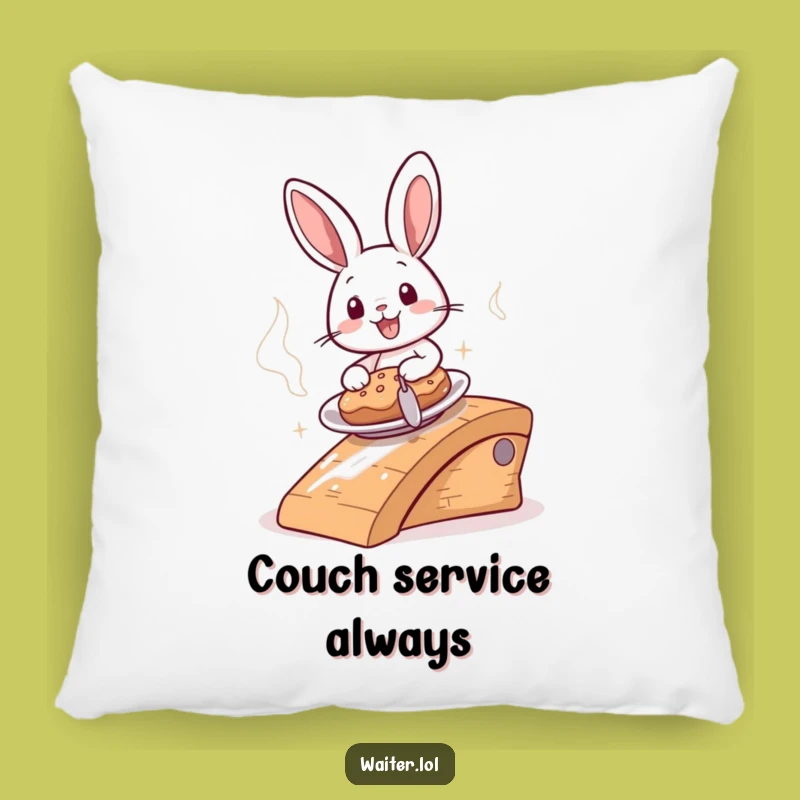 Funny Bunny Food Delivery Pillow - Comfy & Cheerful Decor Accent