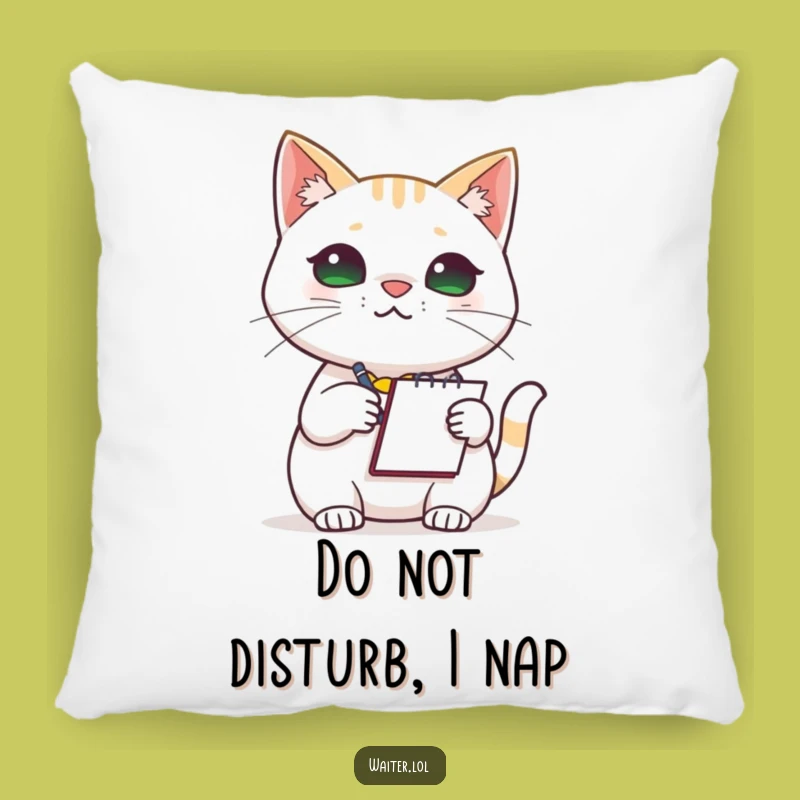 Funny Cat Barista Pillow: Cozy Comfort with a Hilarious Feline Taking Orders