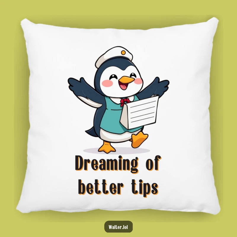 Funny Penguin Waiter Pillow: Cozy Joyful Decor, Perfect Humorous Accent Gift