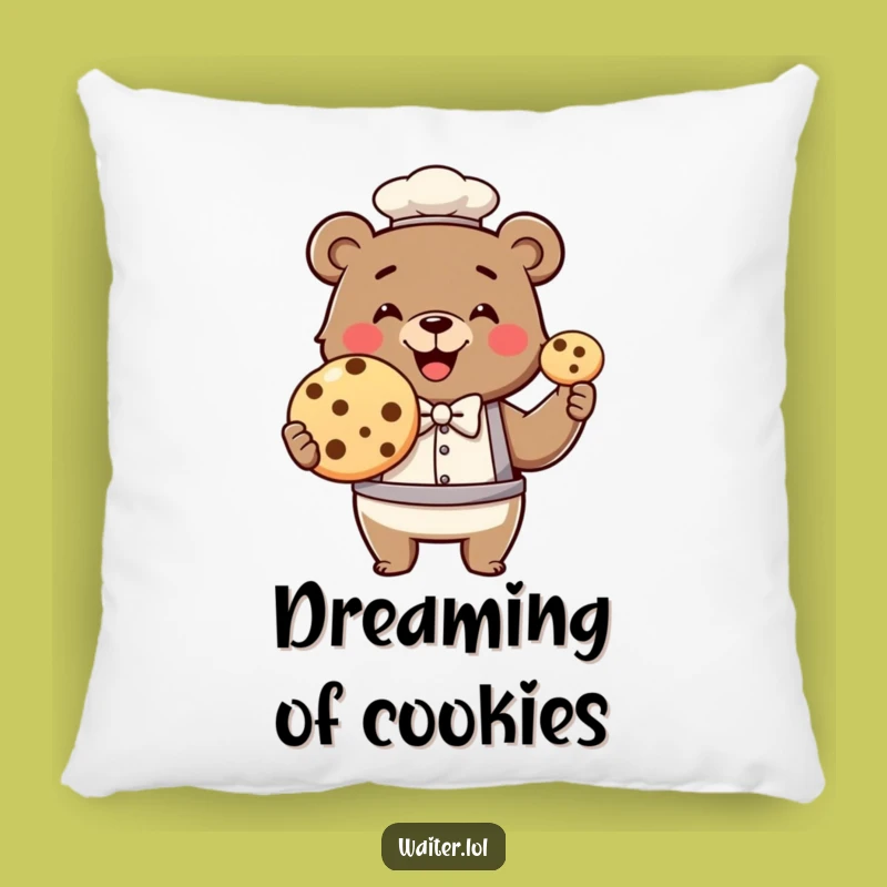Funny Bear Waiter Pillow: Cozy Giant Cookie Cushion, Perfect Gift