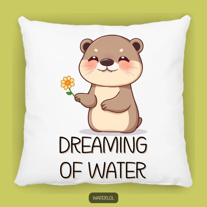 Funny Otter Flower Pillow: Soft & Joyful Cushion, Cozy Gift