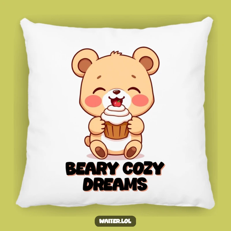 Funny Bear Cub Cupcake Pillow: Cuddle Up with Sweetness, Cozy Gift!