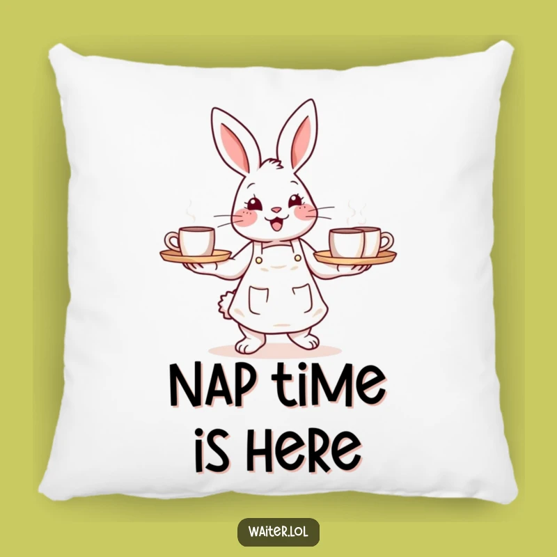 Funny Bunny Barista Pillow - Cheerful Comfort for Cozy Moments