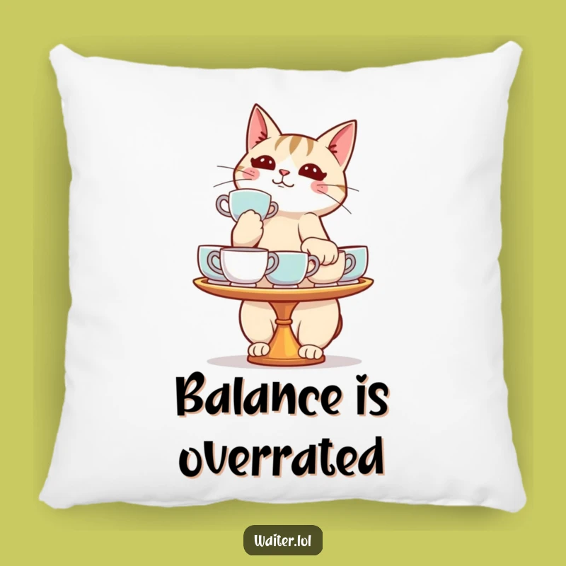 Funny Cat Teacup Pillow - Comfy Cushion with a Juggling Act, Great Gift!