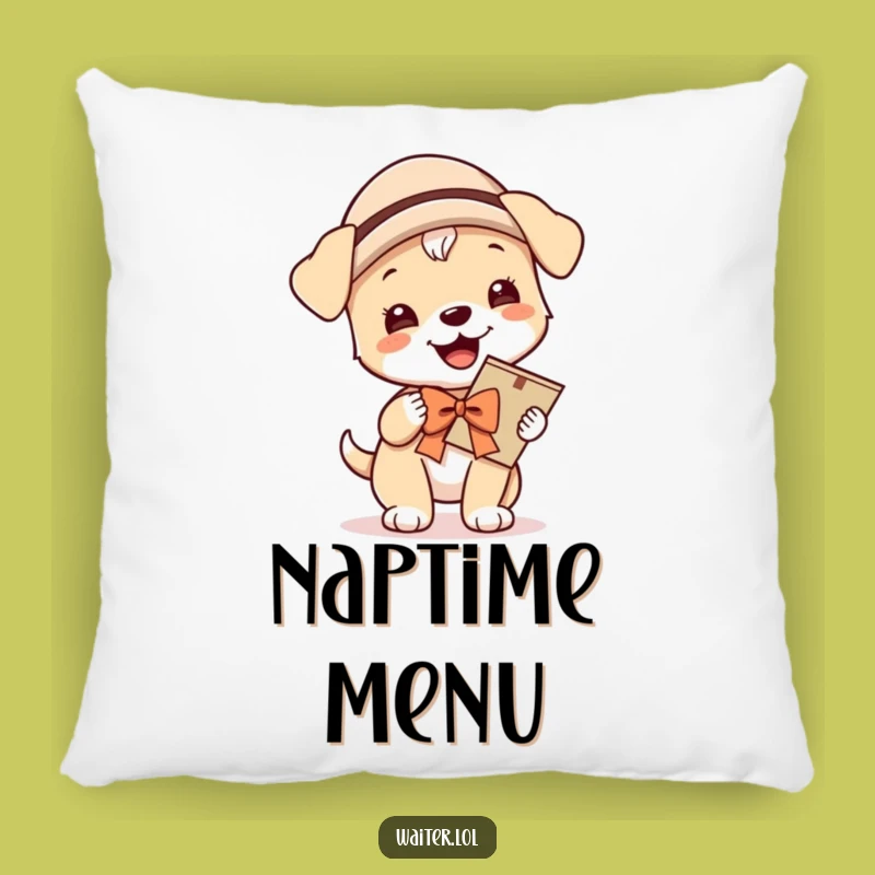 Funny Giggling Puppy Menu Pillow: Cozy Comfort with Hilarious Dog-Themed Decor