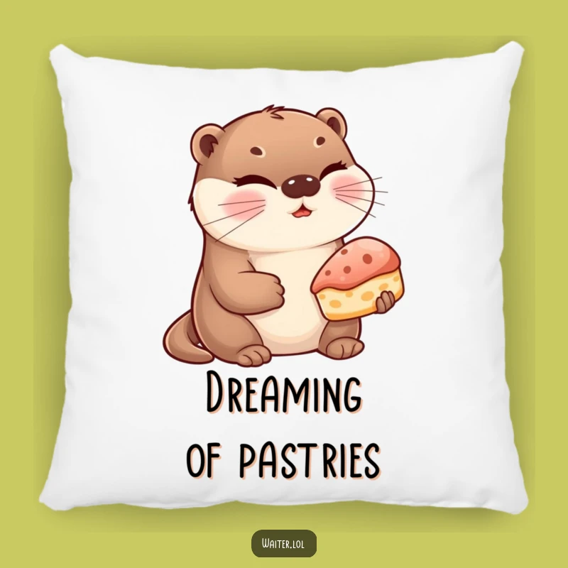Funny Otter Pastry Pillow: Cozy Winking Otter Cushion, Sweet Comfort, Cute Funny Gift