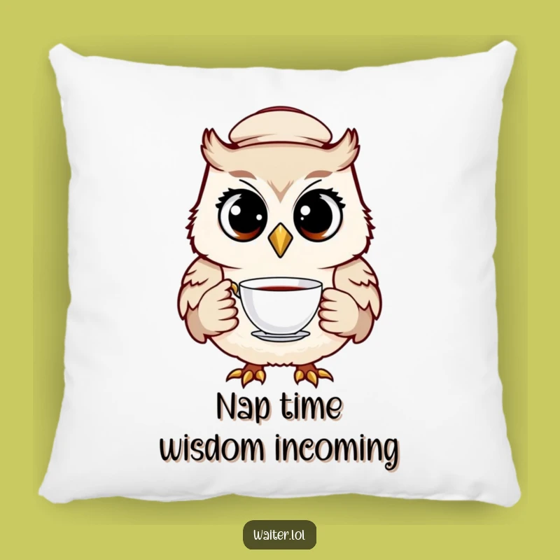 Funny Owl Waiter Pillow: Soft Comfort With a Cheerful Bird, Cute Humorous Gift